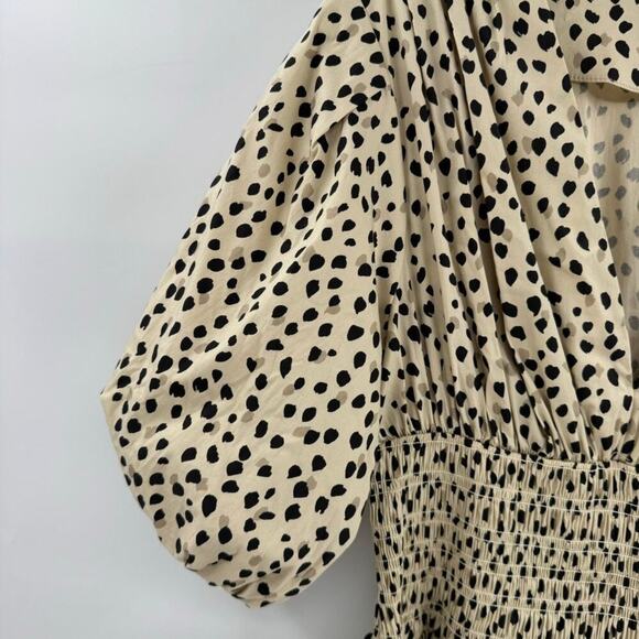 AYR The Extra Extra Midi Dress Sz S Puff Sleeves Smocked Polka Dot - Picture 6 of 10